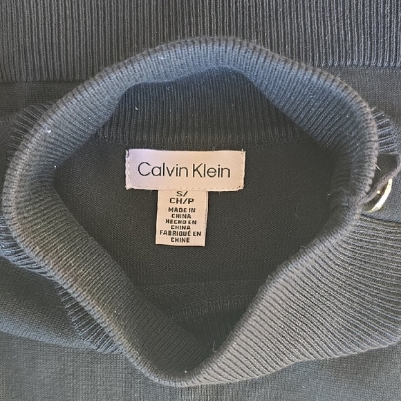 Calvin Klein Black Turtleneck Sweater with Gold Buttons - Picture 5 of 6
